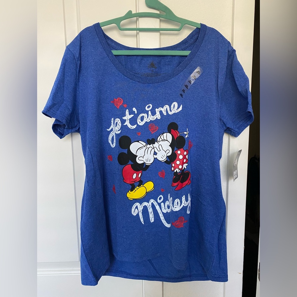 Disney Je t’aime Mickey Women’s T-shirt Mickey Mouse Minnie Mouse Size 2XL